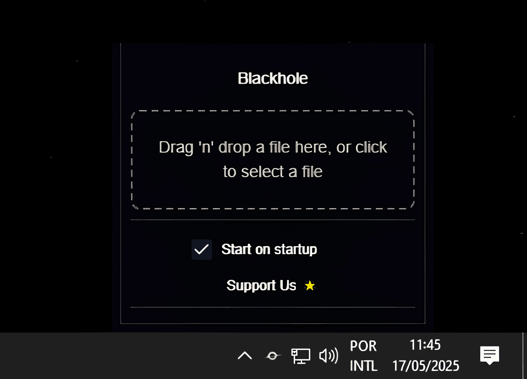 Mockup do Blackhole